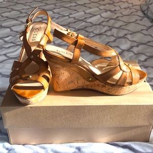 Guess Cork Open Toe Platform Sandals